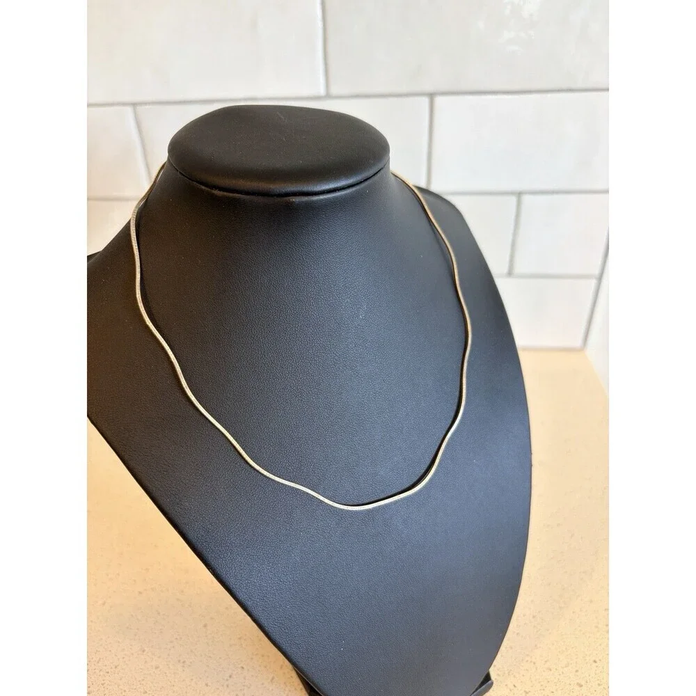 925 Sterling Silver OMEGA Wavy Scalloped Chain Choker Necklace 16”